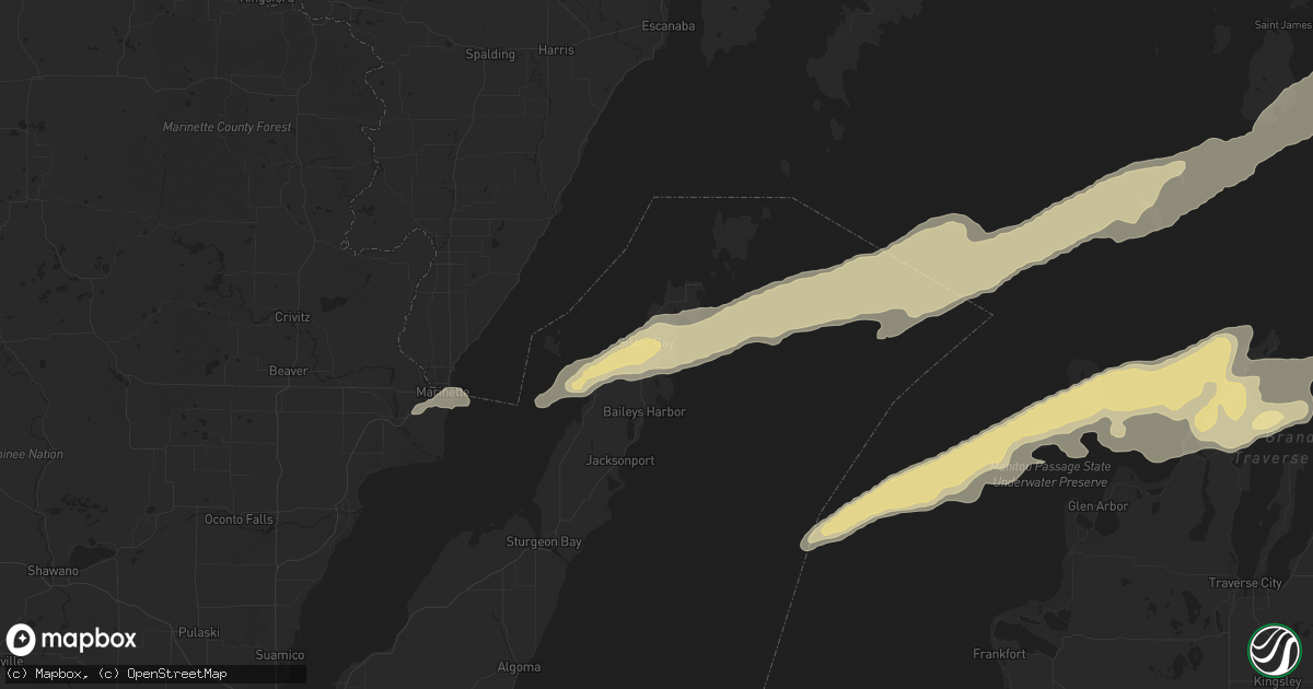 Hail map in Sister Bay, WI on October 16, 2016