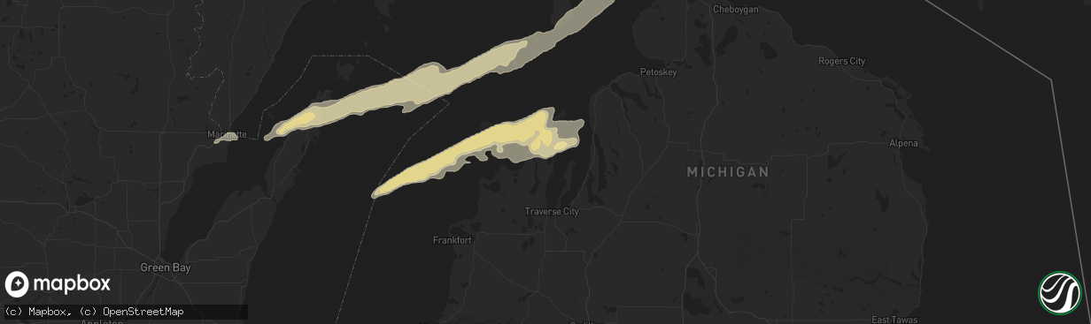 Hail map in Suttons Bay, MI on October 16, 2016