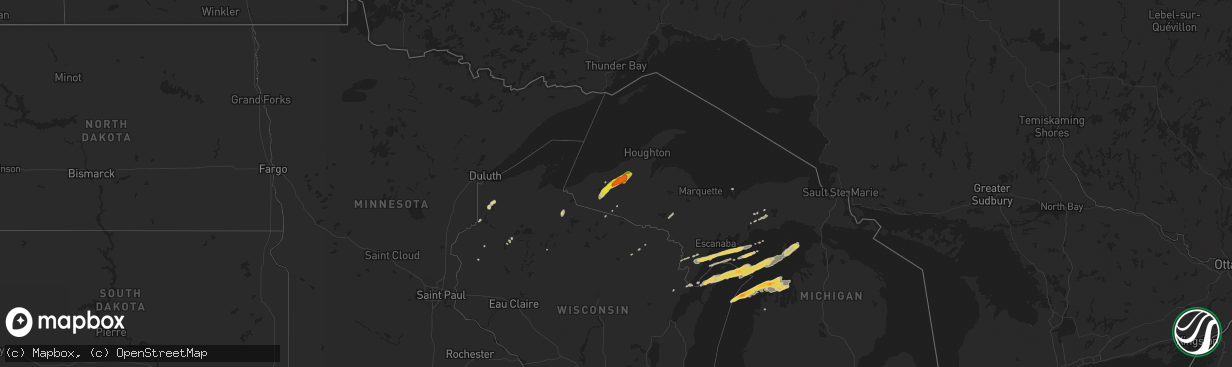 Hail map on October 16, 2016