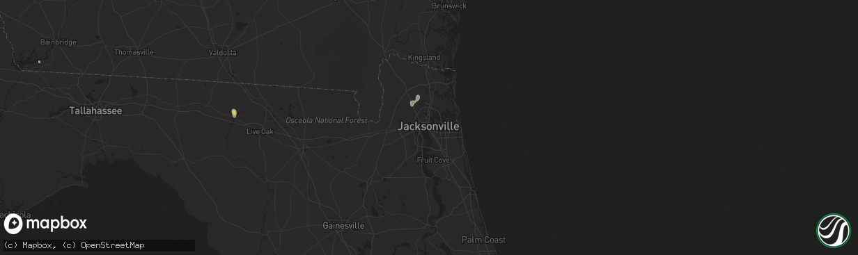 Hail map in Jacksonville, FL on October 16, 2017