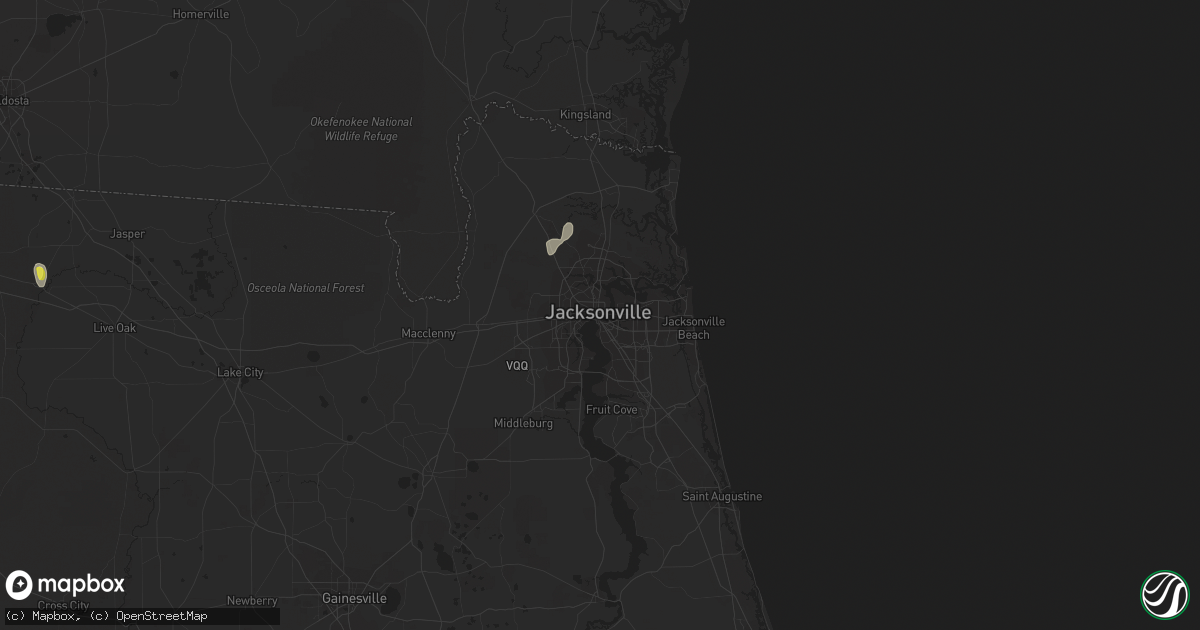 Hail map in Jacksonville, FL on October 16, 2017