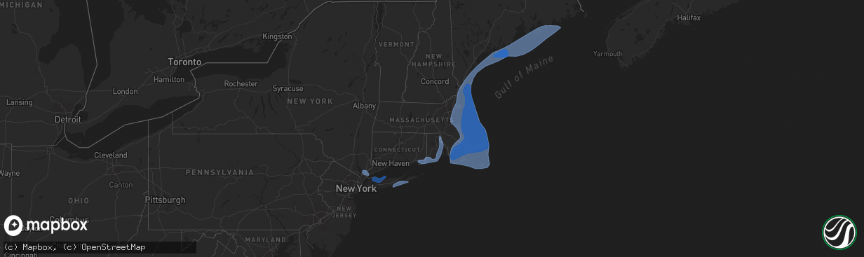 Hail map in Connecticut on October 16, 2019