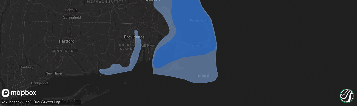 Hail map in East Falmouth, MA on October 16, 2019