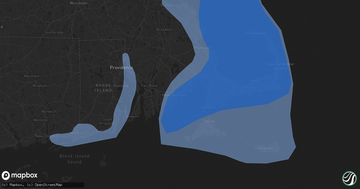 Hail map in Fairhaven, MA on October 16, 2019