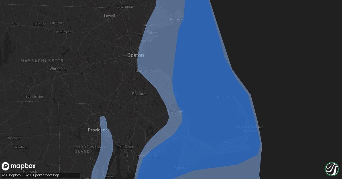 Hail map in Marshfield, MA on October 16, 2019