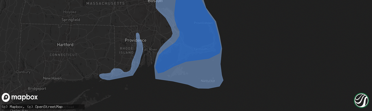 Hail map in Mashpee, MA on October 16, 2019