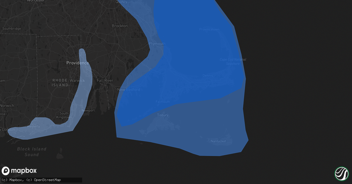 Hail map in Mashpee, MA on October 16, 2019
