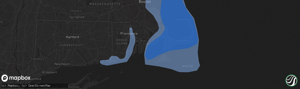 Hail map in New Bedford, MA on October 16, 2019