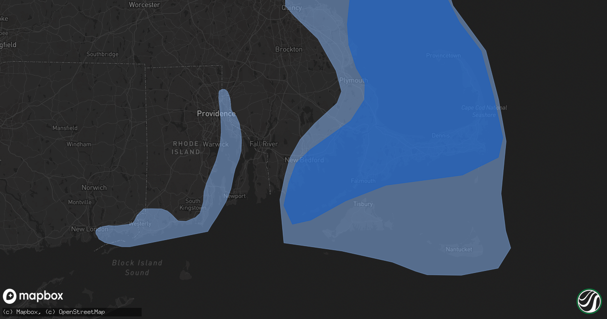 Hail map in New Bedford, MA on October 16, 2019