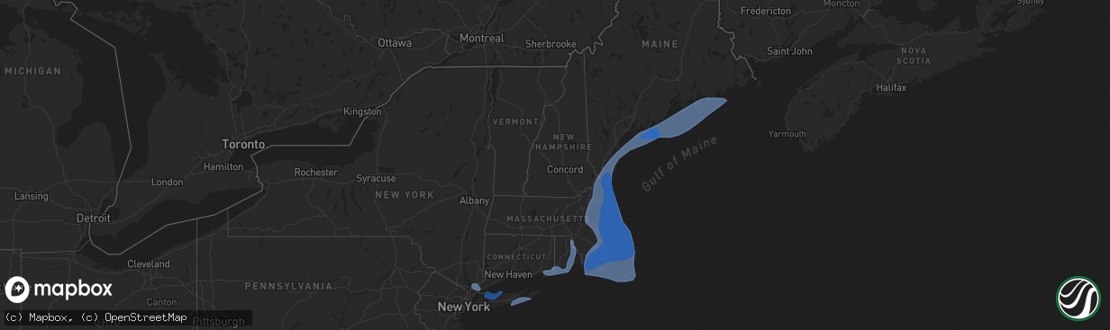 Hail map in New Hampshire on October 16, 2019