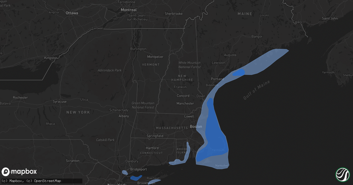 Hail map in New Hampshire on October 16, 2019