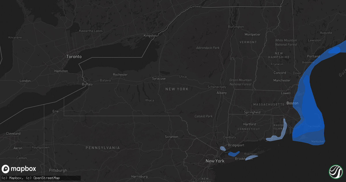 Hail map in New York on October 16, 2019