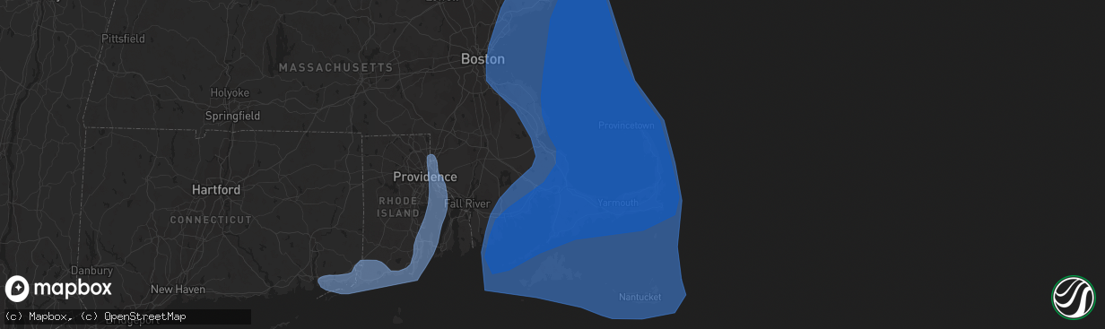 Hail map in Plymouth, MA on October 16, 2019