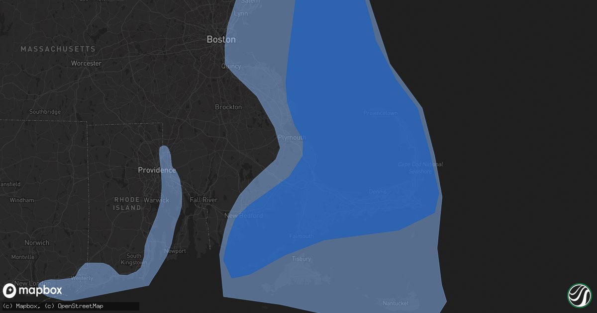 Hail map in Plymouth, MA on October 16, 2019