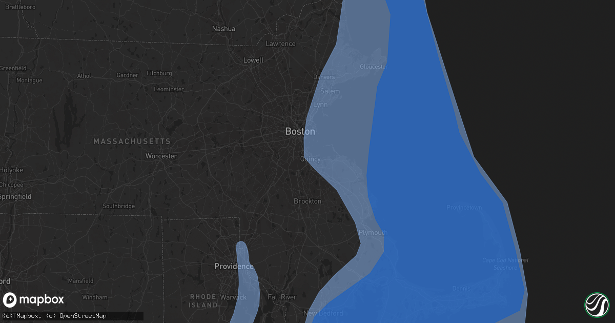Hail map in Quincy, MA on October 16, 2019