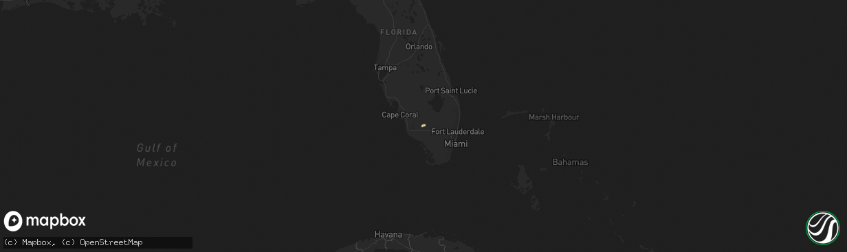 Hail map in Florida on October 16, 2020