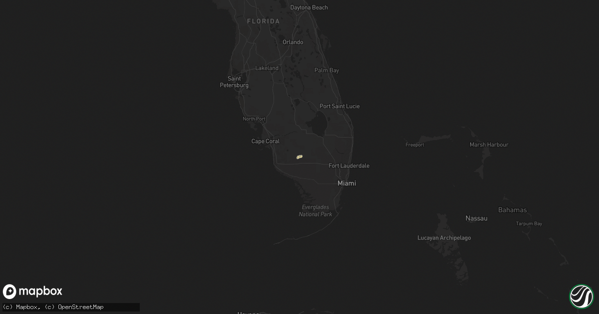 Hail map in Florida on October 16, 2020