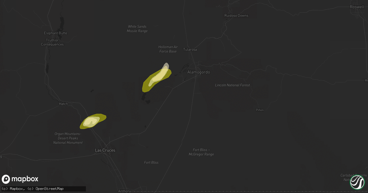 Hail map in Alamogordo, NM on October 16, 2022