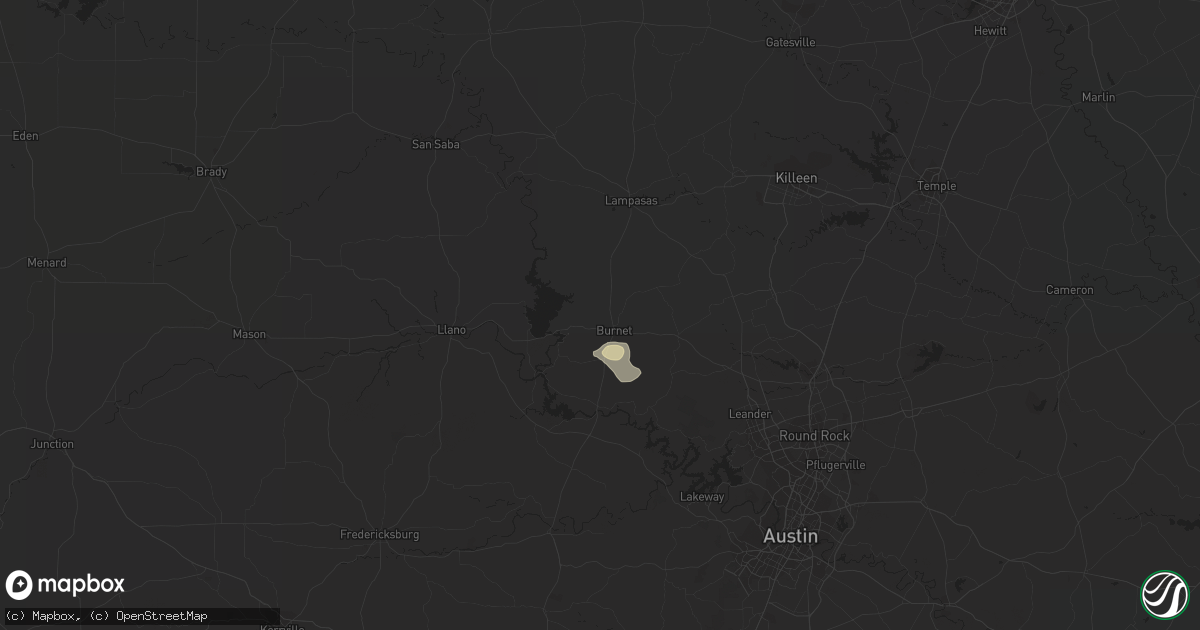 Hail map in Burnet, TX on October 16, 2022