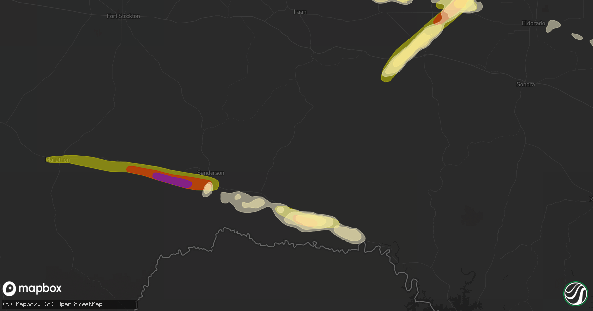 Hail map in Dryden, TX on October 16, 2022