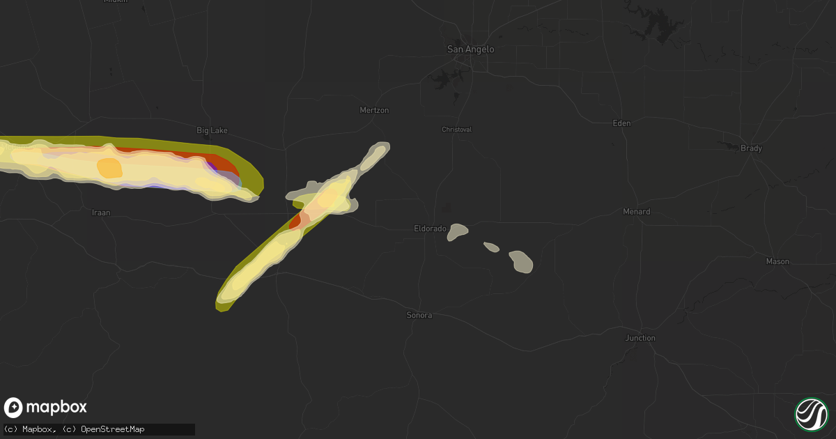 Hail map in Eldorado, TX on October 16, 2022