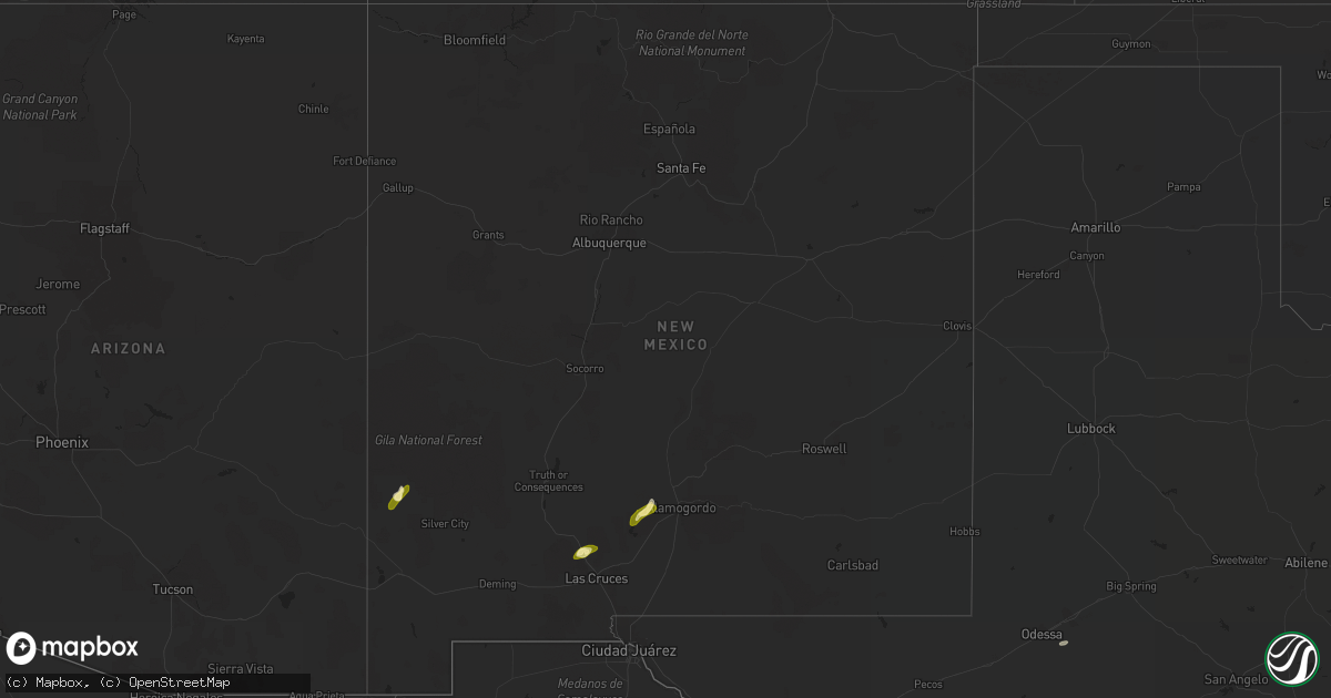 Hail map in New Mexico on October 16, 2022