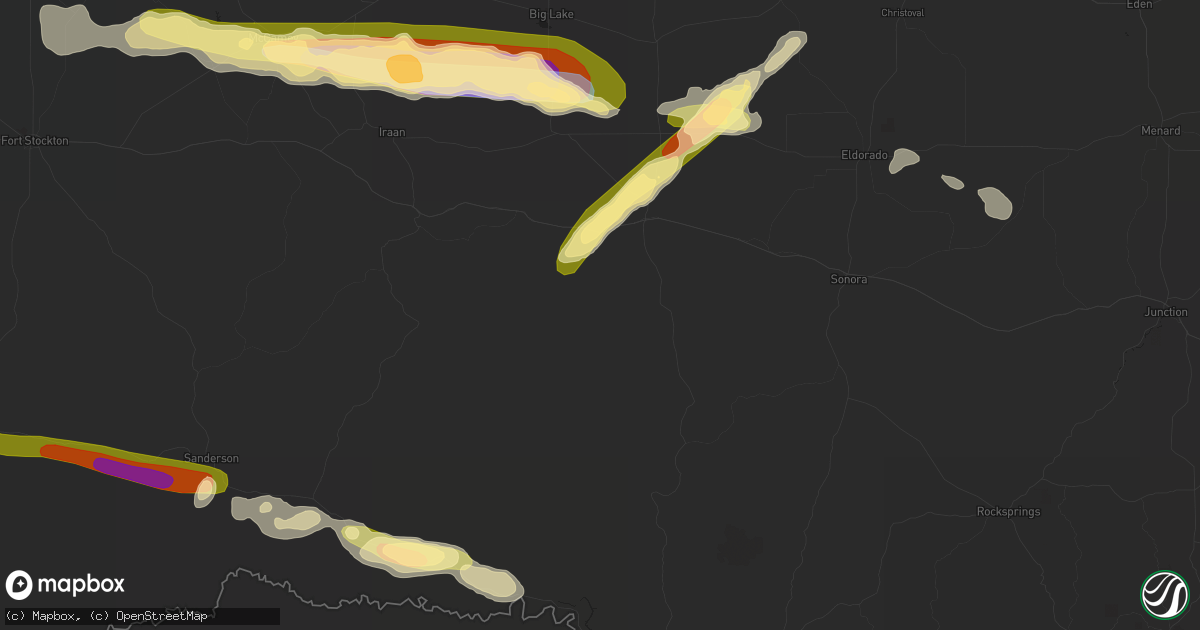 Hail map in Ozona, TX on October 16, 2022