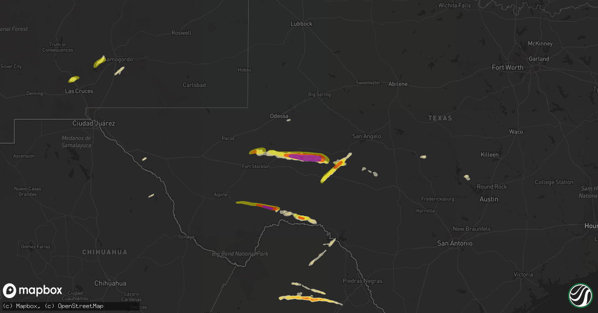 Hail map on October 16, 2022