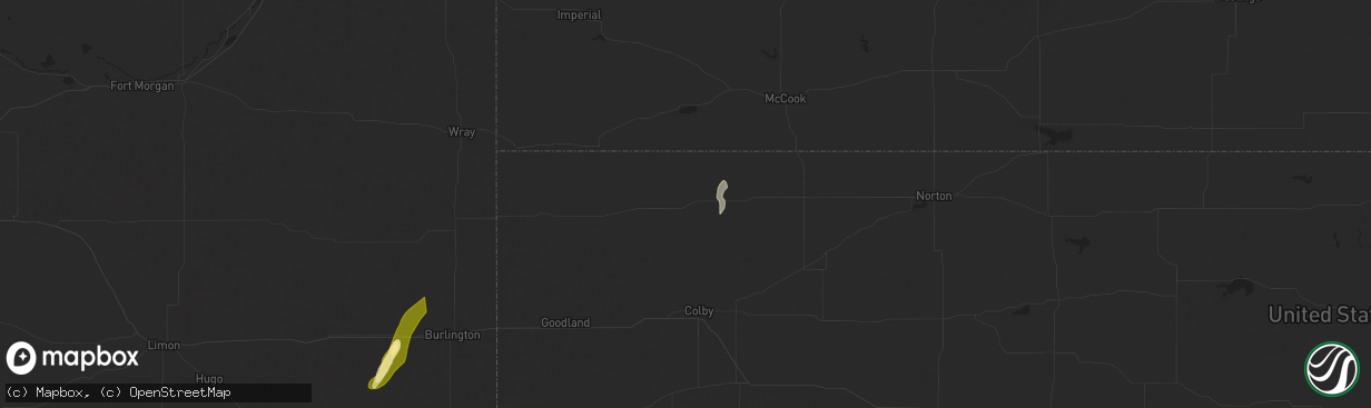 Hail map in Atwood, KS on October 16, 2025