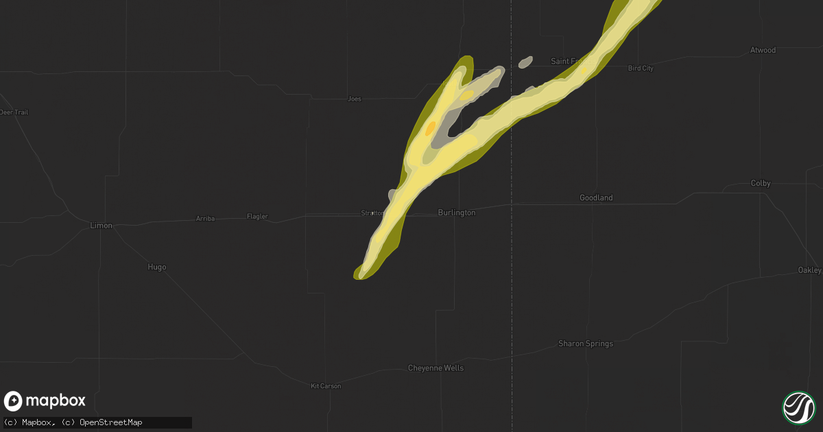Hail map in Bethune, CO on October 16, 2025