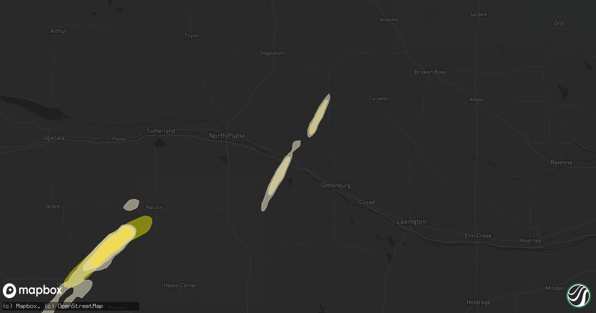 Hail map in Brady, NE on October 16, 2025
