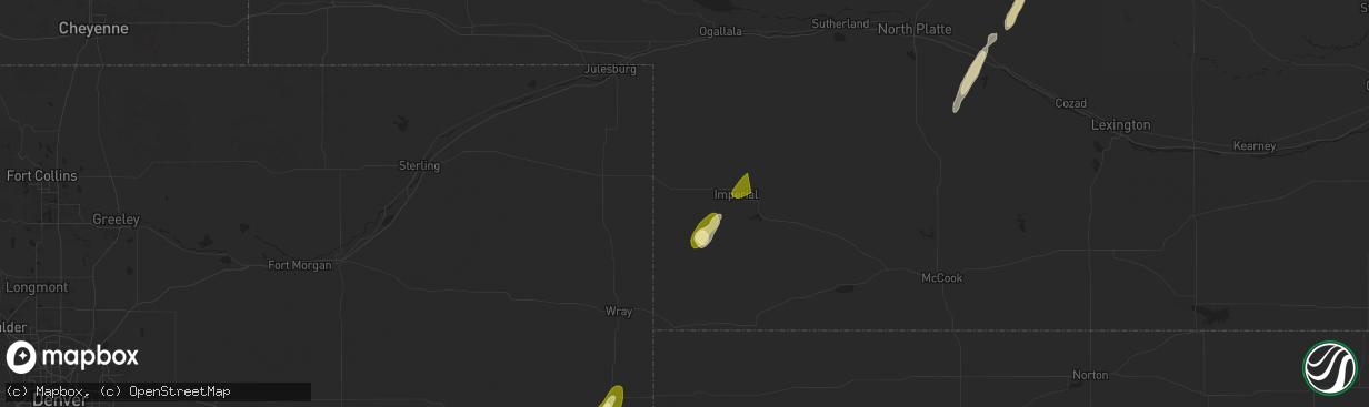 Hail map in Champion, NE on October 16, 2025