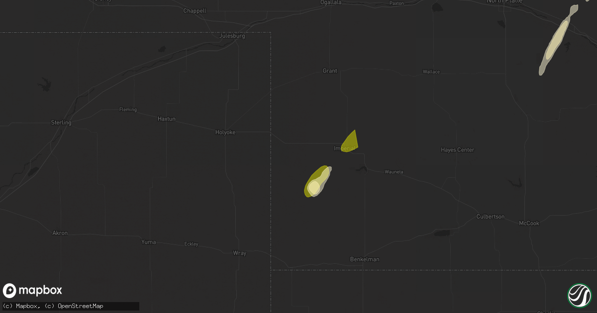 Hail map in Champion, NE on October 16, 2025