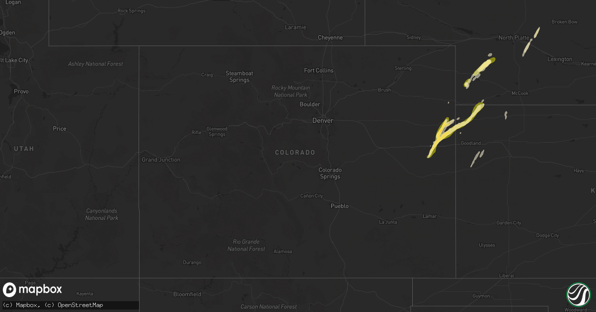 Hail map in Colorado on October 16, 2025