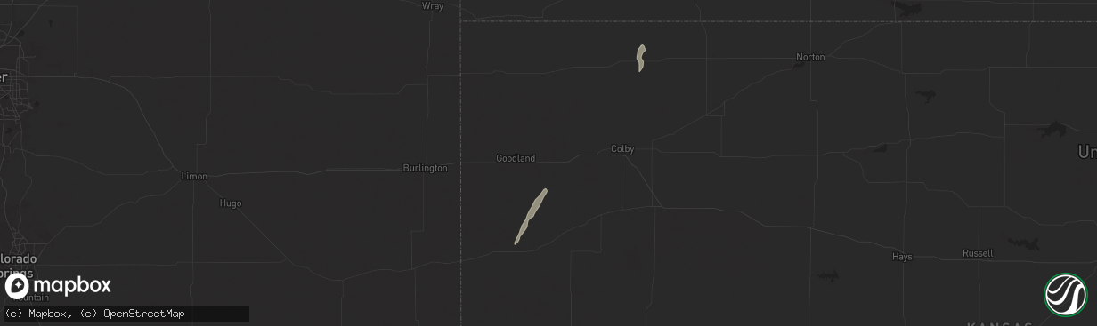 Hail map in Edson, KS on October 16, 2025
