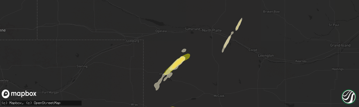 Hail map in Elsie, NE on October 16, 2025