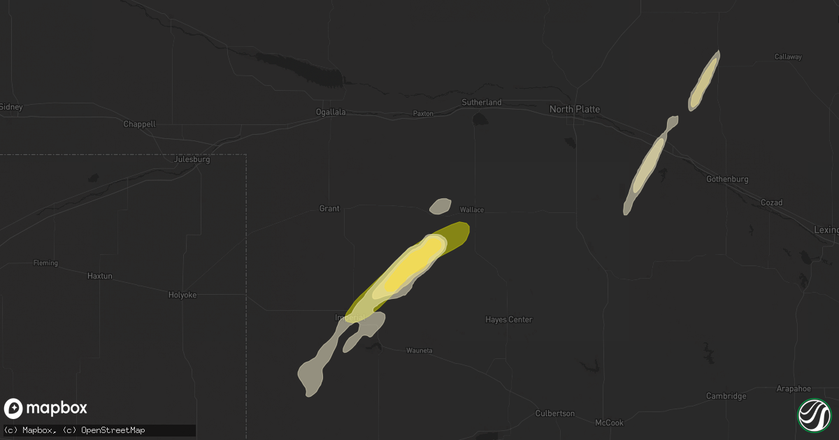 Hail map in Elsie, NE on October 16, 2025