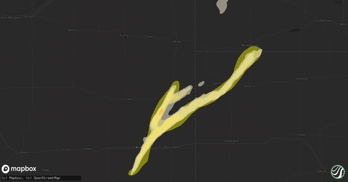 Hail map in Idalia, CO on October 16, 2025