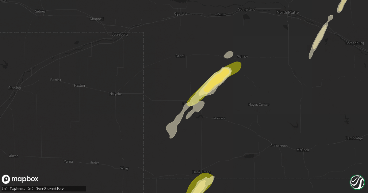Hail map in Imperial, NE on October 16, 2025
