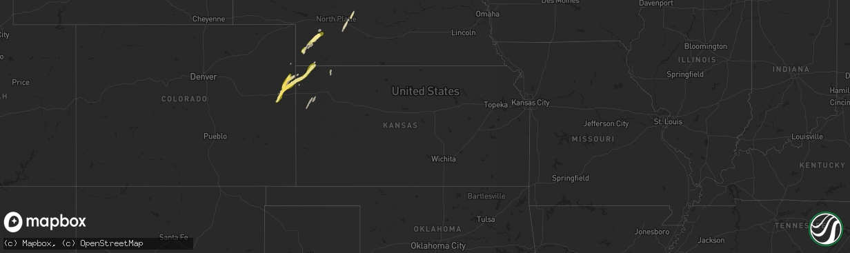 Hail map in Kansas on October 16, 2025