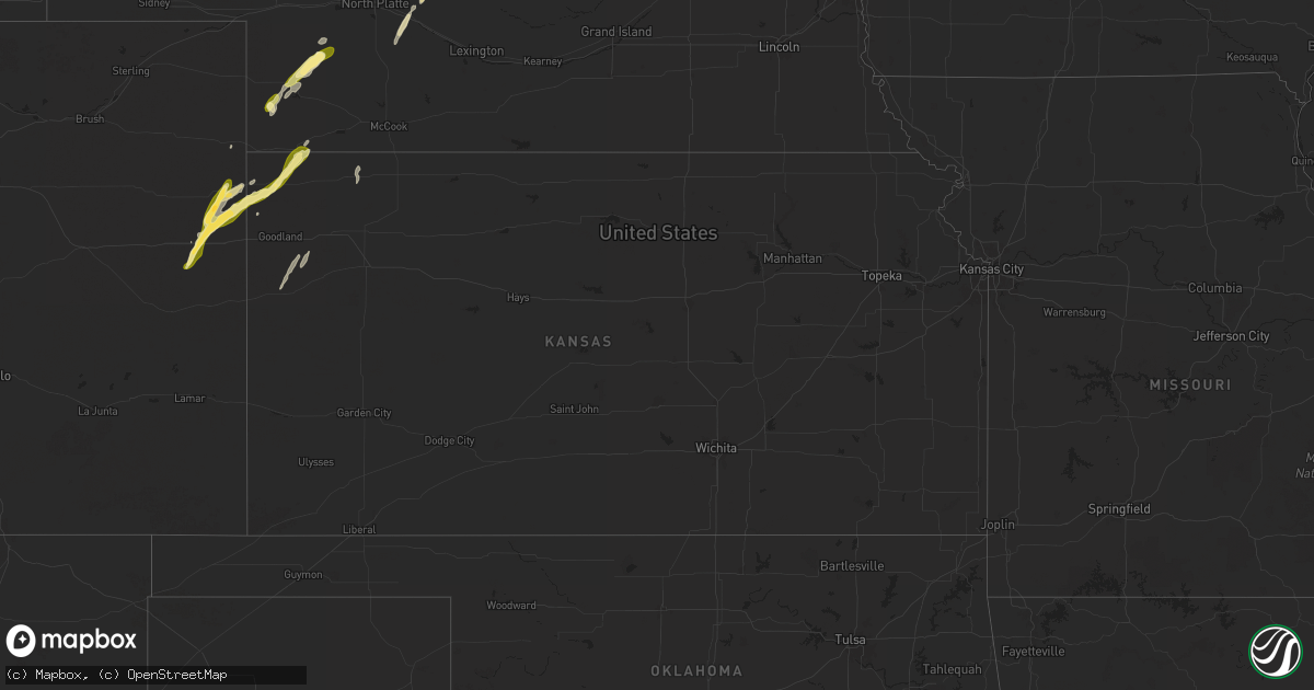 Hail map in Kansas on October 16, 2025