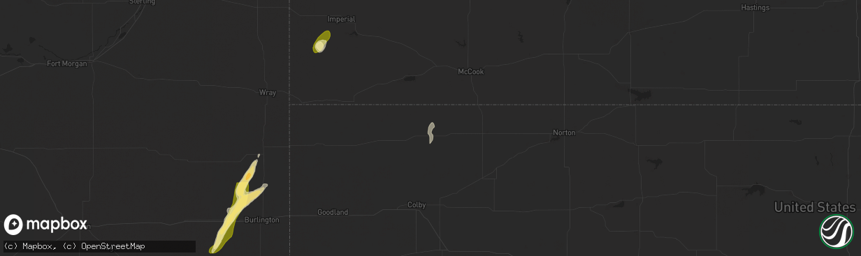 Hail map in Ludell, KS on October 16, 2025