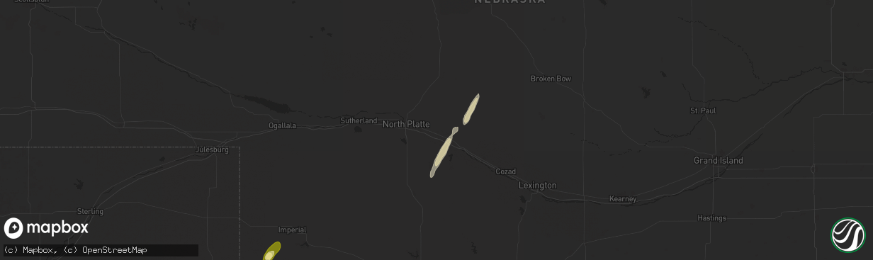 Hail map in Maxwell, NE on October 16, 2025