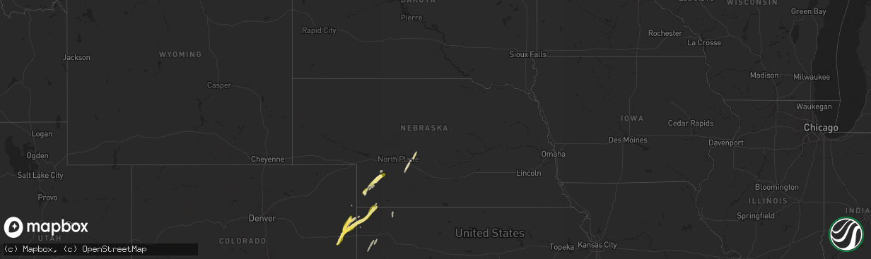 Hail map in Nebraska on October 16, 2025
