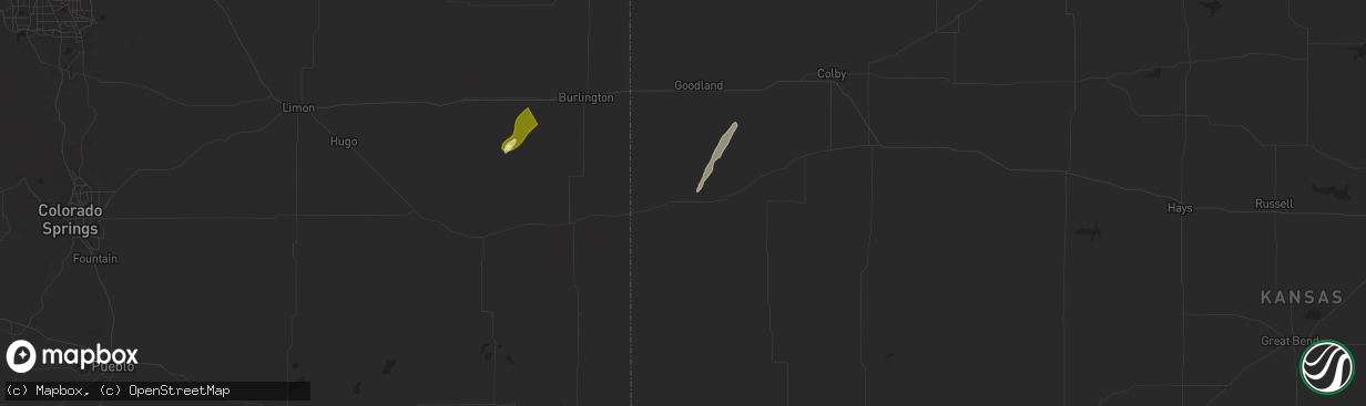 Hail map in Sharon Springs, KS on October 16, 2025