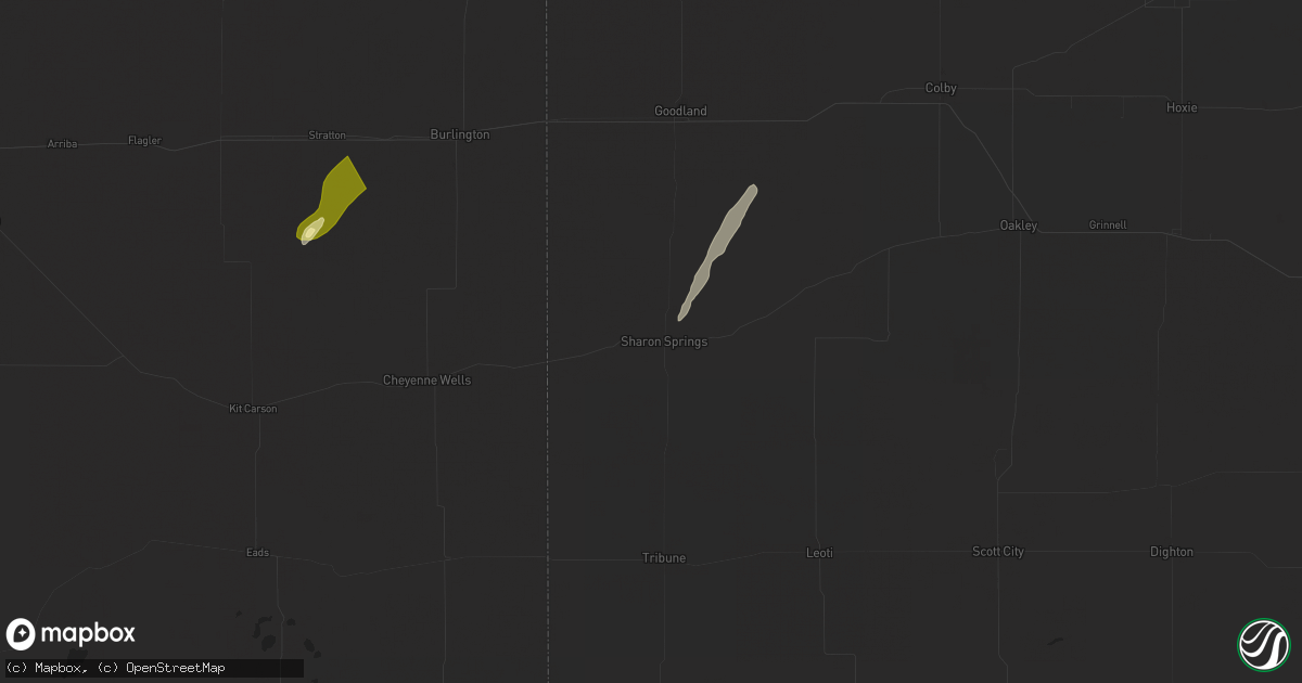 Hail map in Sharon Springs, KS on October 16, 2025