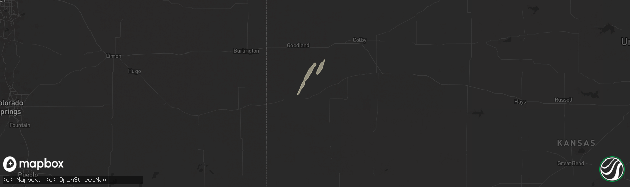 Hail map in Wallace, KS on October 16, 2025