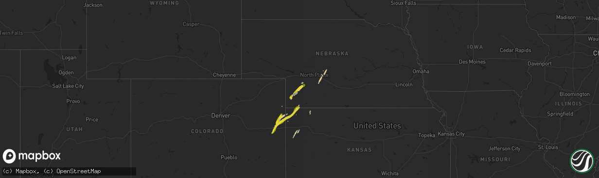 Hail map on October 16, 2025