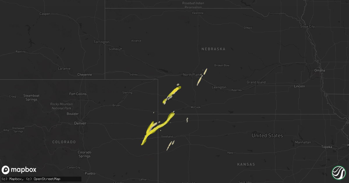 Hail map on October 16, 2025