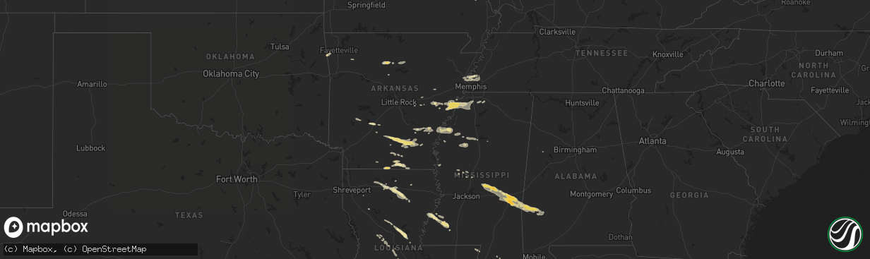 Hail map in Arkansas on October 17, 2012